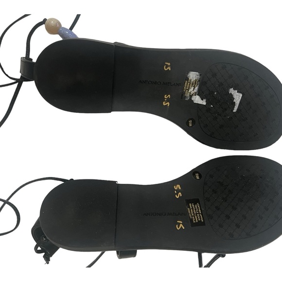 Antonio Melani Sandle Snake Black Leather
Rhinestone Beaded Flat Shoe Size 5.5 - Picture 2 of 3